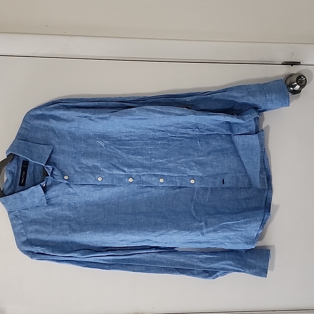 Nautica shirts blue large 100% linen